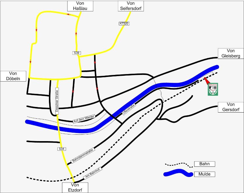 Stadtplanausschnitt von Roßwein