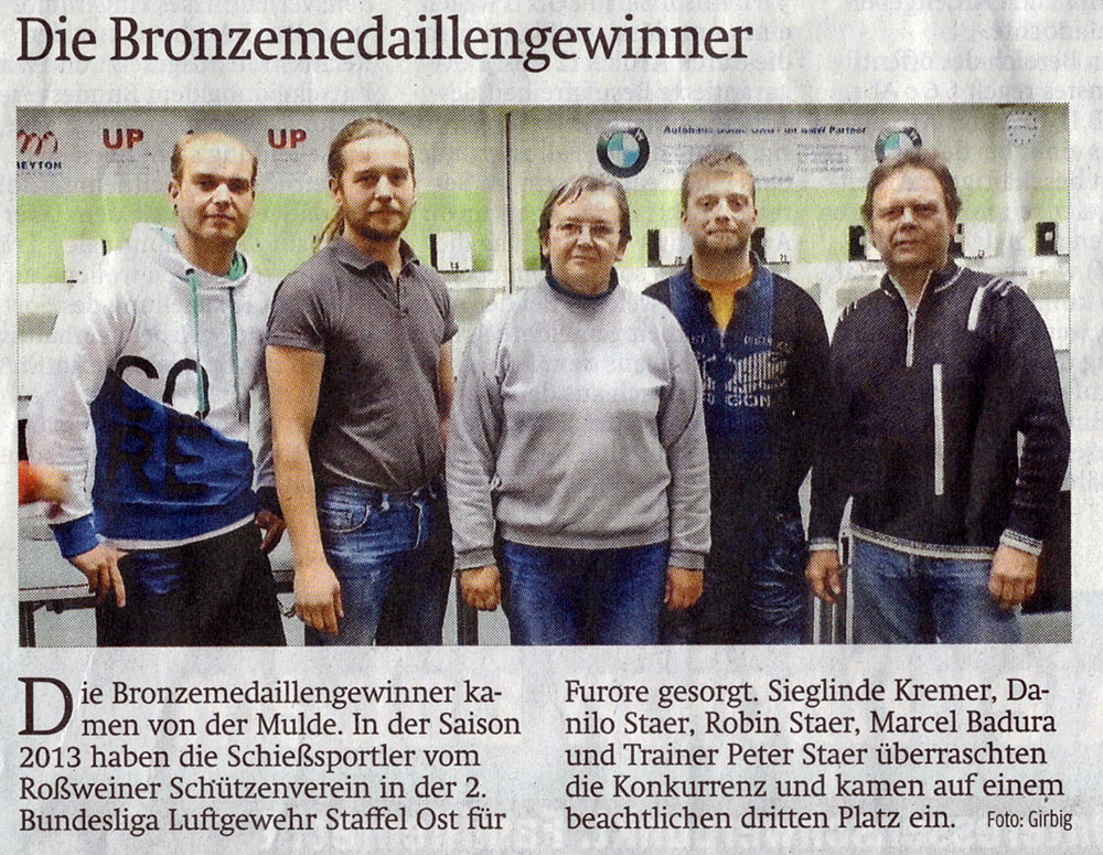 Mannschaft 2. Bundesliga LG Staffel Ost