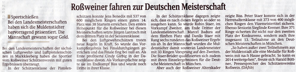 Landesmeisterschaft LG und LP 2014