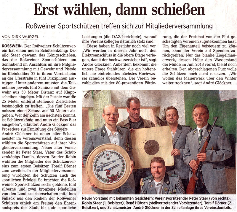 Bericht zur Vereinsversammlung mit Vorstandswahl 2014